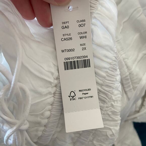 J. Crew Women's Size 2X White Textured Gauze Smocked Clio Top New with Tags - Picture 7 of 10